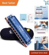 C Key Diatonic Harmonica 10 Holes Blue Case for Adults Beginners Professionals