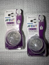 LOT OF 4 Philips Avent Flow 1 Natural Response Nipple 0 Month 2 PACK SCY961/02