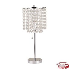 19in Chrome Table Lamp Acrylic Crystal Shade Modern Indoor Lighting Fixture New