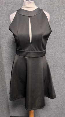Ad Lib London Cut Out Skater Kleid Schwarz UK 12 LN059 CC 05