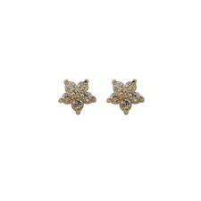 925 Sterling Silver Gold Tone Star CZ Stud Earrings Tiny Minimal