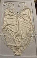 Vintage 80  s Maidenform Chantilly White Ivory Lace Teddy Bodysuit Size 34