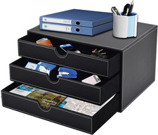 Home Office - Cassettiera Da Scrivania Con 3 Scomparti Chiusi A4, in Pelle PU, O
