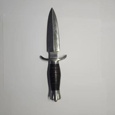 altes Jagdmesser mit Holzgriff und Lederscheide - gebrauchsspuren - Bild 1 von 3