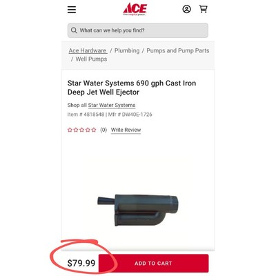 #ad #ad Star Water Systems 690 gph Cast Iron Deep Jet Well Ejector $55.00