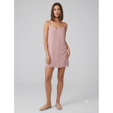 Cider V-Neck Cami Mini Slip Dress Adjustable Straps Solid Pink Extra Small