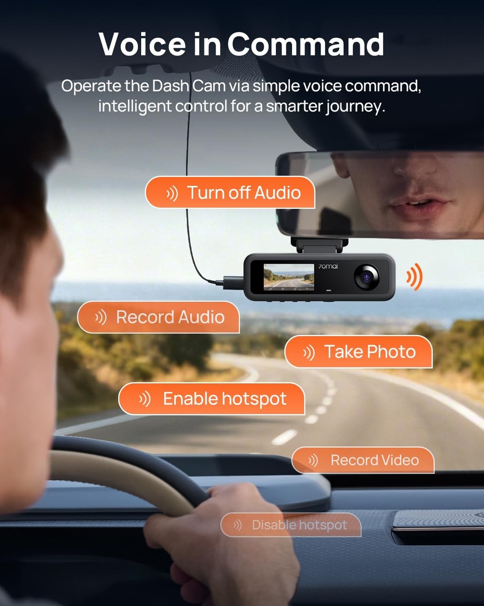 70mai 4K Dash Cam Front and Rear Inside, 3 Channel Car T800E-RC21