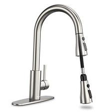 Kitchen Faucets, Kitchen Faucet with Pull Down Brushed Nickel 15.5-Inch