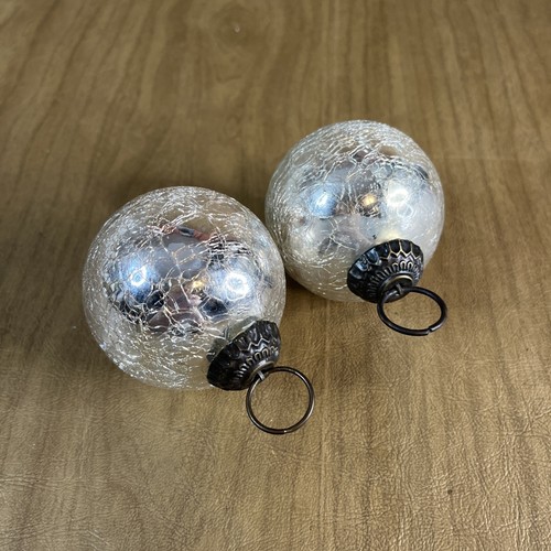 Lot De 8 Boules De Noël Vintage – Style Kugel – Verre Craquelé Rouge – Occasion