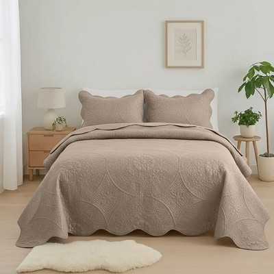 California King Bedspread Set Luxury Coverlet Reversible Quilt With Pillow Shams