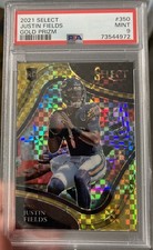 2021 PANINI SELECT GOLD /10 PRIZM #350 JUSTIN FIELDS PSA 9 CHIEFS RARE SSP