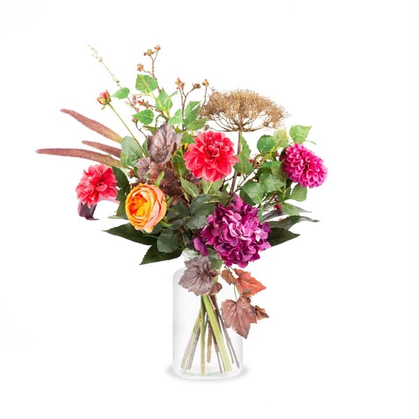Artplants Deko Herbststrauß Rejna, Violett-Orange, 75Cm, Ø55Cm-image