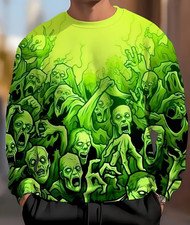 Zombie Skull Dark Punk Horror Pattern 3D Print Sweatshirt Unisex S-5XL