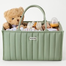 Baby Diaper Caddy Organizer - Sage Green Storage Basket for Newborn Essentials