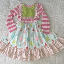 RICRAC  RUFFLES LITTLE GIRLS SIZE 5 CHRISTMAS DRESS GUC