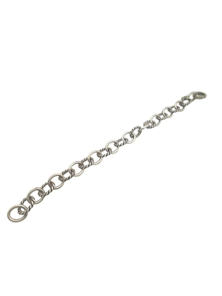 David Yurman Sterling Silver Cable Oval Chain Link ID Bracelet 7.5" - Pouch - Image 4 of 4