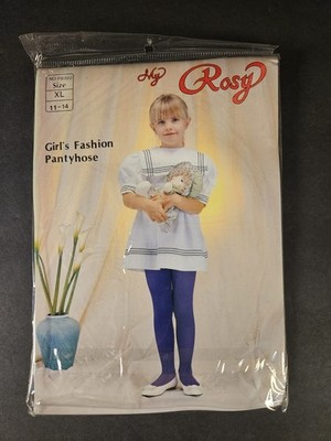 ''My Rosy'' Girls Fashion Pantyhose White Sz XL 11-14 NOS Vintage Discontinued 