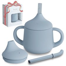 Moonkie Silicone Baby Sippy Cups  3 Stages Training Cup Straw Cup for Infants T