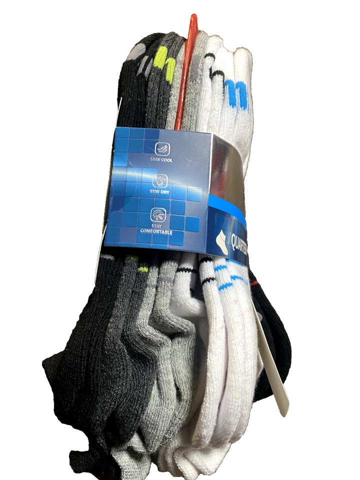 Fila Absorb Dry No Show Socks 10 Pairs Black/White/Gray Shoe Size 4-10 NWT - Image 3 of 4