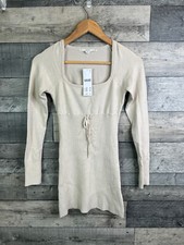 Kimchi Blue Edison Mini Dress Medium Beige Knitted Urban Outfitters Long Sleeves