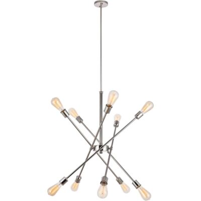 Chandelier Polished Nickel Dining Room Light Fixture Modern Sputnik Fixture 32''