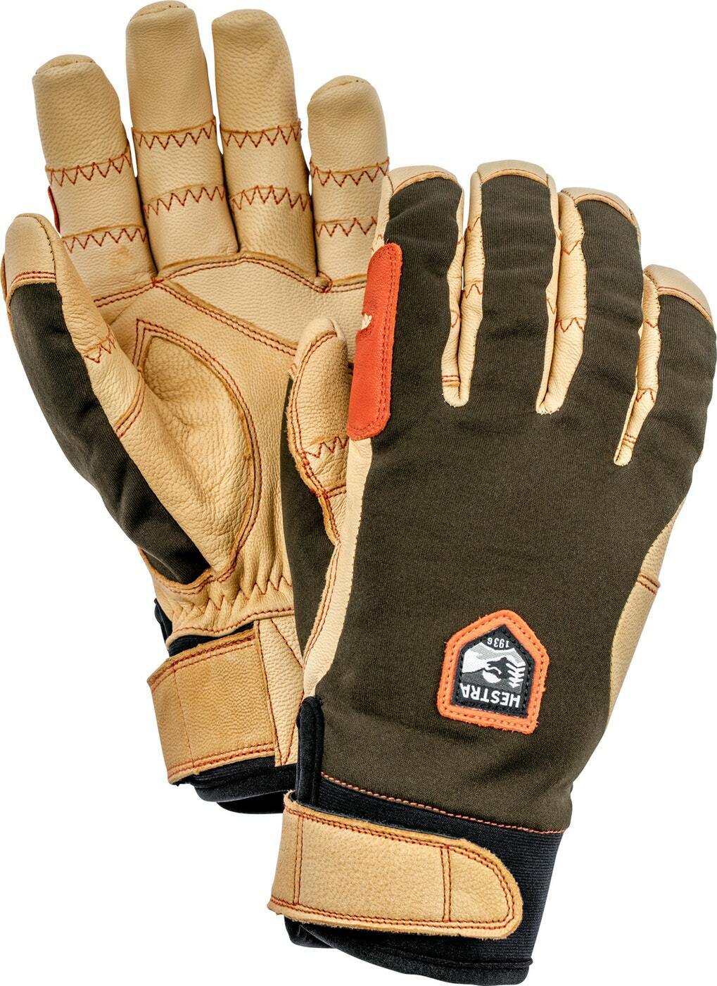 2022 Men's Hestra Ergo Leather 5 Finger Ski Gloves Size 11 Forest / Tan 32950 Świetne oferty