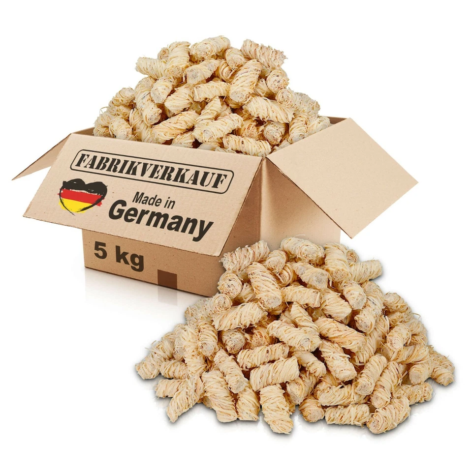 5 kg Anzündwolle als Grill- oder Kaminanzünder - 100% Holzwolle & Wachs