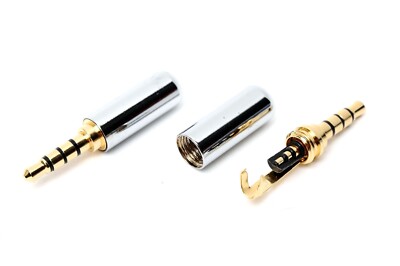 5X 4 Pole 3.5mm 1/8'' Male Repair Headphone Jack Plug Metal Audio Soldering Silve
