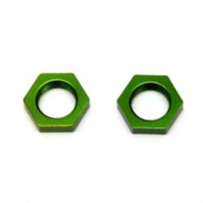 NEW STRC CNC Machined Alum.17mm Hex adapter lock-nut (1 pair) Green