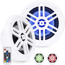 BMRGBWH 500W Peak 250W RMS 6.5" 2-Way White Coaxial Marine Speakers with Multi