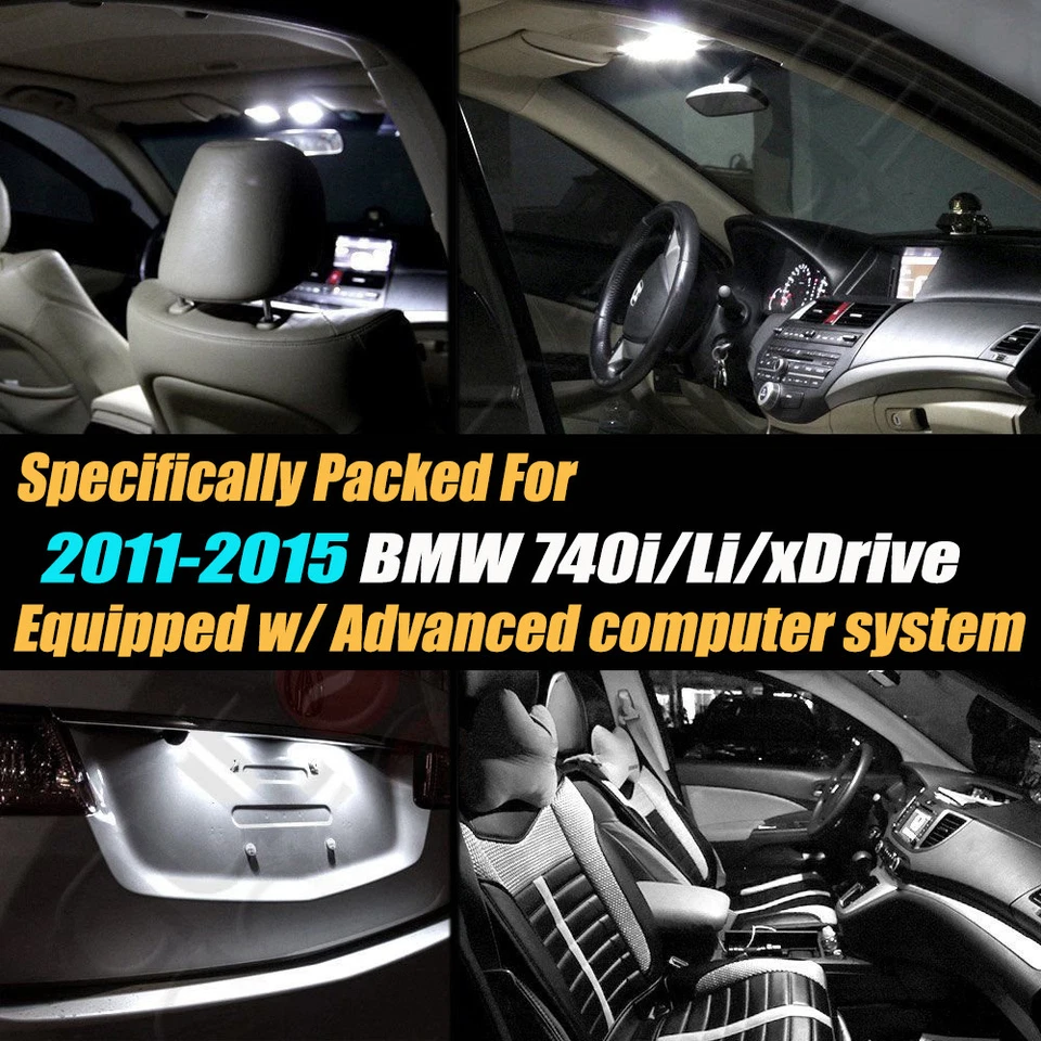 Kit de luz blanca LED interior 16 piezas CANbus sin errores para BMW 740i/Li/xD 2011-2015 Foto 2 de 4