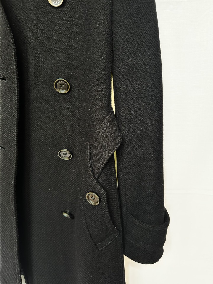 Burberry Brit Black Wool Double Breasted Coat Size 6 eBay