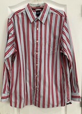 Gap Mens Dress Shirt Size L Red Blue Multi Long Sleeve Button Cuffs Stripes 114