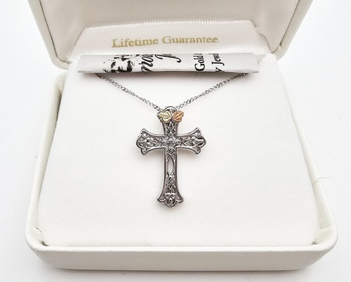 Mt. Rushmore Black Hills Gold Sterling Silver Cross Pendant FAST SHIPPING - Picture 2 of 3
