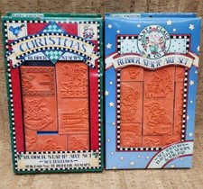 Set of 2 1990s VTG Daisy Kingdom Christmas Foam Rubber Stamp Art Sets