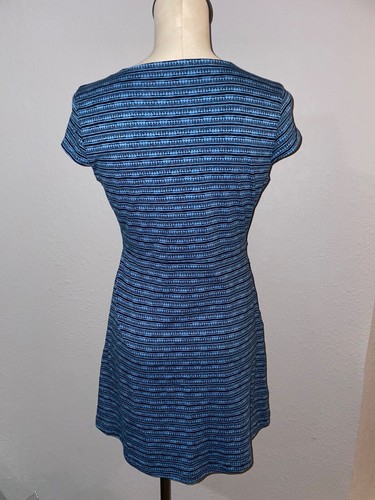 Vestido para mujer Toad&Co Rosemarie talla M estampado azul cuello en V manga gorra jersey - Imagen 13 de 13