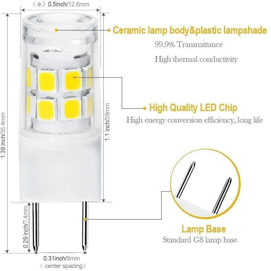 5x G8 Base Bi-pin JCD Type LED 120V 20W Halogen Replacement Bulb 3000K/6000K - Image 3 of 4