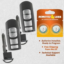 2 For 2014 2015 2016 2017 2018 Mazda 3 Replacement Remote Smart Key Fob Blade 4b