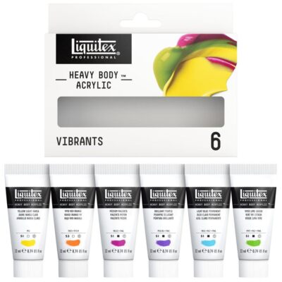 Professional Heavy Body Acrylic Paint 6 x 22ml (0.74-oz) Vibrant Colors Set