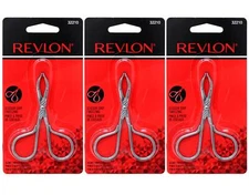 Revlon Slant Tip Scissor Handle Tweezers, Stainless Steel - 3 Pack