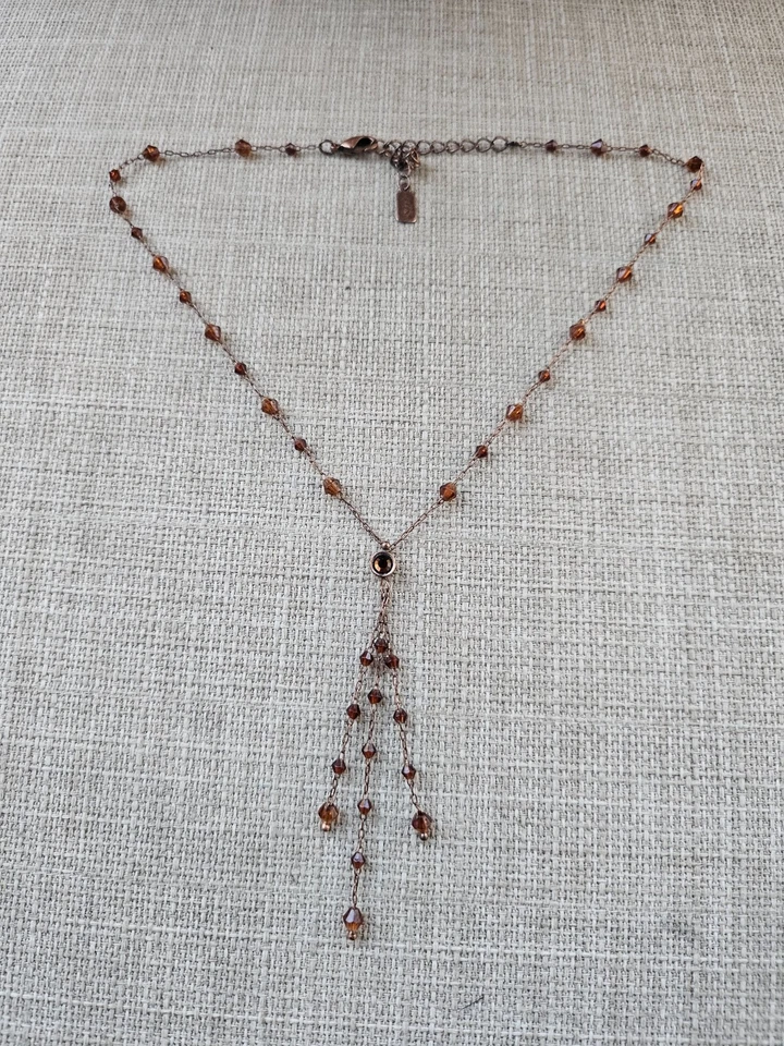 Collar de mujer 1928 cuentas marrones joyería de moda collar colgante en Y Foto 2 de 4