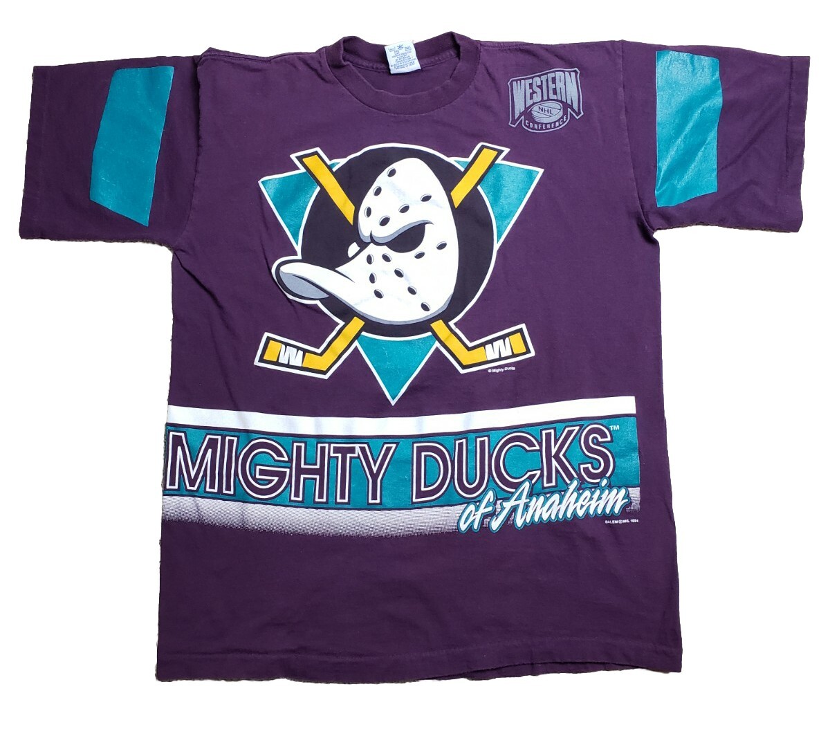 Vintage Salem Sportswear 1994 Anaheim Mighty Ducks NHL All Over 