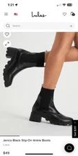 Lulus Jerico Black Slip-On Ankle Boots Size 7 1/2