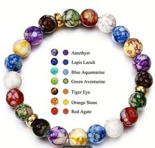 7 Chakra Bracelet Bead Yoga Gemstone Bracelet Anxiety Stone Healing Reiki