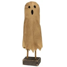 HALLOWEEN PRIMITIVE RUSTIC COUNTRY FARMHOUSE STYLE GHOST ON STAND