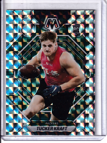 TUCKER KRAFT #368 2023 PANINI MOSAIC PACKERS RC ARGENTO