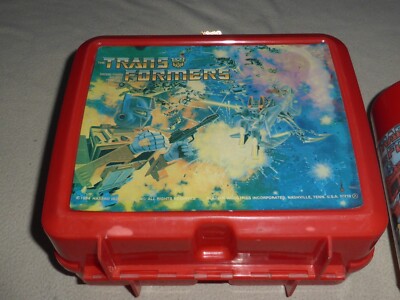 トランスフォーマー ランチボックス2個 Aladdin 1984 VINTAGE G1 TRANSFORMERS PLASTIC LUNCH BOX THERMOS 1984 ALADDIN