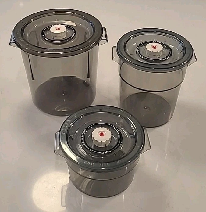 3 TILIA Bulk Vacuum Canisters w/ Lids 2, 3 1/2, 6 Qt #663 Foodsaver VTG (B1-CL)