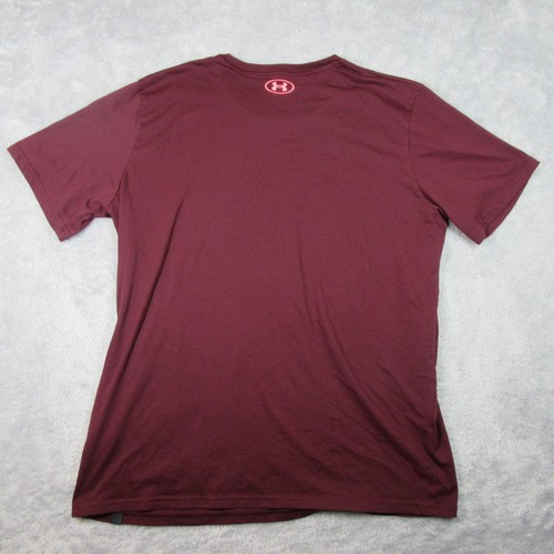 Under armour Project Rock Shirt Mens 2XL Maroon Red Hardest Worker Globe Gym - Picture 8 of 9