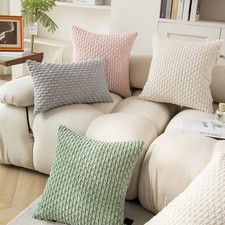 US NEW Plush Corduroy Plain Cushion Cover Soft Throw Pillow Case Sofa Home Decor